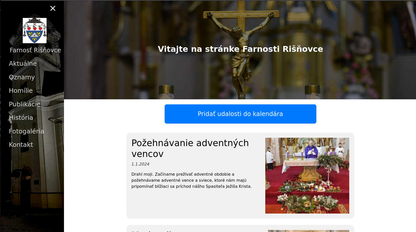 Farnosť Rišňovce – náhľad stránky