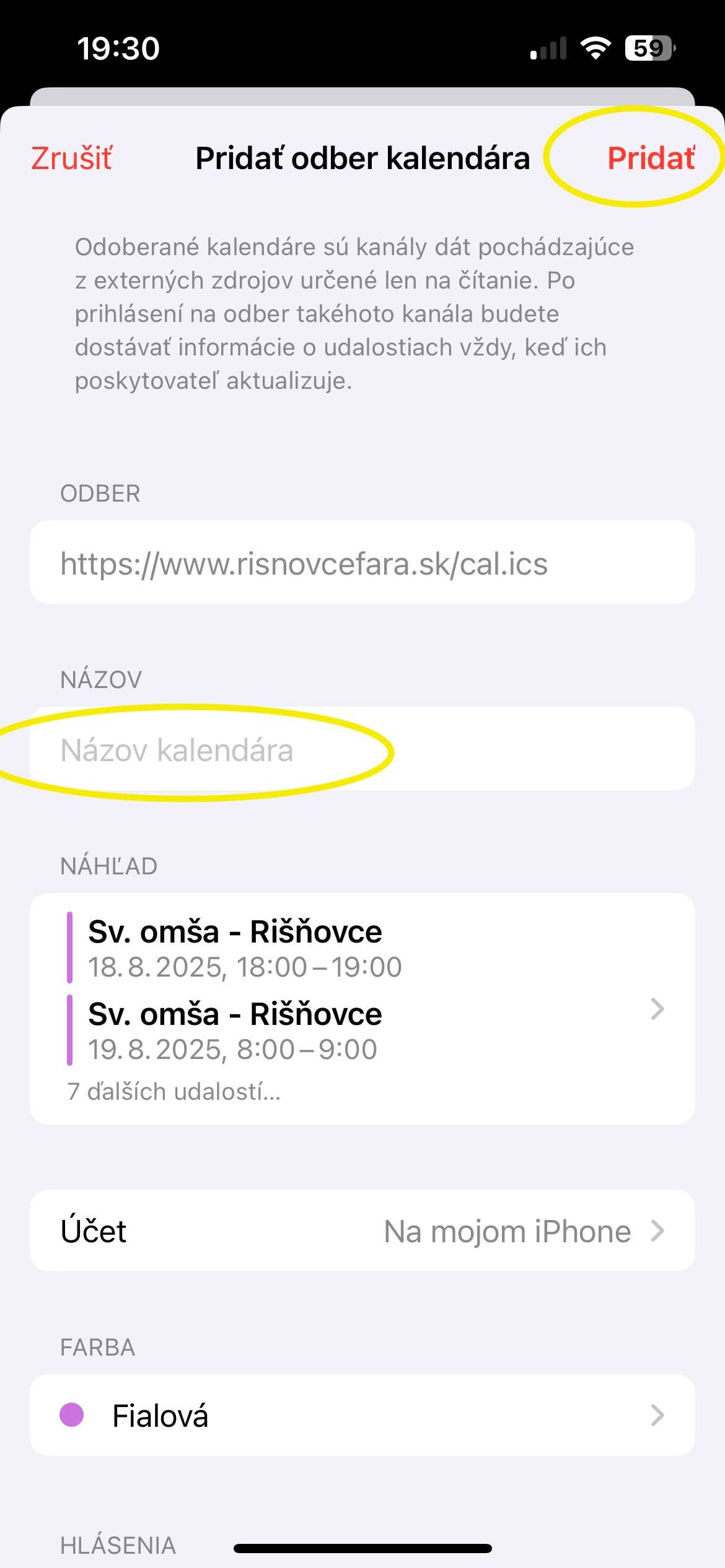 Nastavenie kalendára