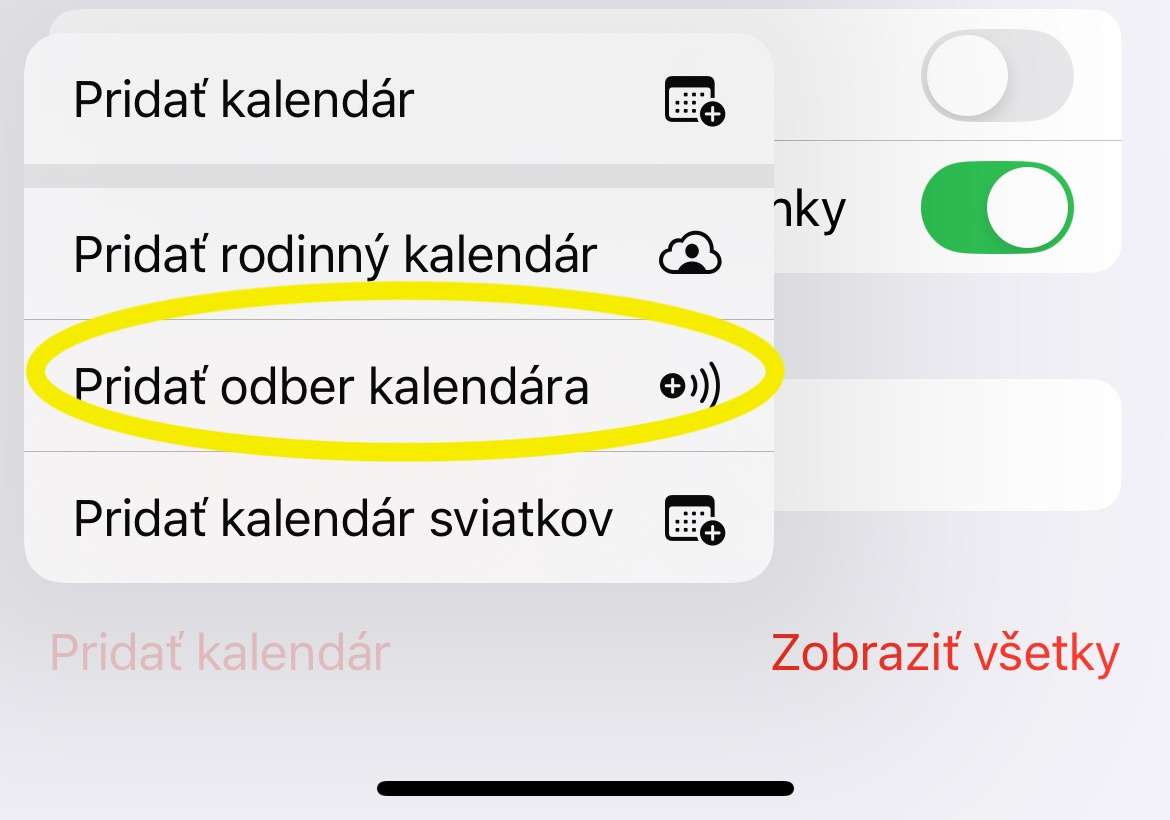 Pridať odber kalendára